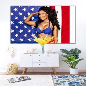 Nicki Minaj Flag amerikanische USA Banner Wandteppich Wandhänge Musik Sänger Tapestry Hippie Ästhetische Wandteppich Hintergrund für Zuhause