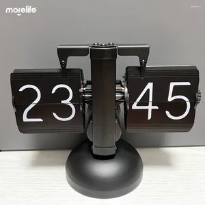 Table Clocks Office Flip Digital Clock Mechanical Automatically Down Page Home Decorative Furniture