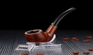 Smoking Pipes Manual Curved Handle Pipe Classic 9mm Filter Wood Solid Accessories Support Whole9447015