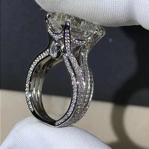 Solitaire 12ct Moissanite Diamond Ring 100 ٪ REAL 925 Sterling Silver Party Band Band Rings for Women Men Engagement Jewelry Olenk