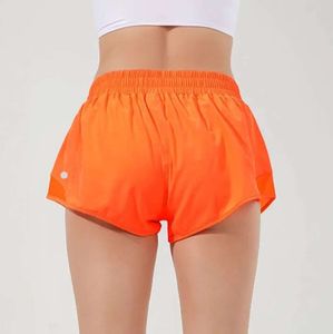 2024 Lu Hot Women Shorts Hotty High Waist Atletic con fodera e tasca con zip che corre in palestra di allenamento sciolto sexy per estate traspirato 6622ess