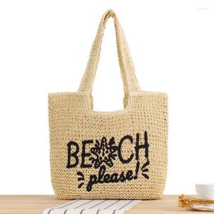 Bag Damen Sommerstrohpapier Seil handgewebtes Schulter Beach Böhmen mit großer Kapazität