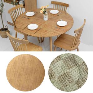 Table Cloth Round Waterproof Farmhouse Cover Decorative Wood/Woven Texture Tabletop Protection Rustic Wipeable