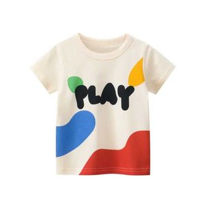 T-shirts 2-8t småbarn baby pojke och flicka kläder sommar bomull t-shirt kort ärm graffiti tryckt t-shirt barns topp babykläder D240525