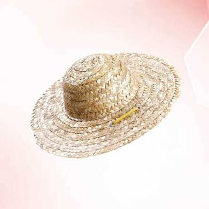 Шляпы шляпы Pet Sombrero Straw Hat регулируемая гавайская садовая ведро солнце подходит для маленьких собак щенков кошки D240525