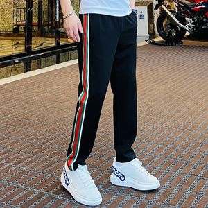 Designer Casual striped Pants Weaving belt light luxury embroidered men's casual pants letter print for men and women loose versatile pants Straight