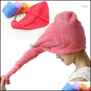 Shower Caps Magic Quick Dry Hair Microfiber Towel Drying Turban Wrap Hat Spa Bathing Soft Water Absorbing Towels Dbc Drop Delivery H Otcfa