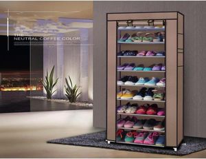 10 Layers 9 Lattices Nonwoven Fabric Shoe Rack Dustproof Simple Assembly Coffee Shoe Storage Cabinet Home Shoe Organizer Y11289676841