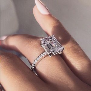 Vecalon Elegant Promise Ring 925 Sterling Silver Statement Party Ring Diamond Wedding Band Rings for Women Jewelry AFIHW