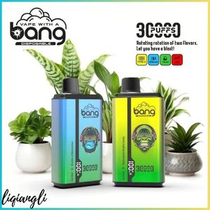 BANG 30000 PULD 30K PULDE DIFTERABLE VAPE 36ML PROBLOADED 650MAH Uppladdningsbar penna engångsvap 0%2%3%5%engångs elektronisk cigarettintelligent display