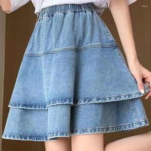 Skirts ZXRYXGS Fashion Versatile High Waisted Multi-layered Ruffled Denim Skirt For Girls 2024 Spring Summer Women Fluffy