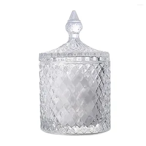 Mum tutucular kristal örgü şeker kutusu cam depolama konteyneri ev masa odası için ev dekorasyonu (berrak)