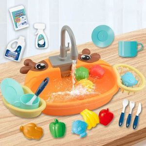 Kitchens Play Food Childrens Kitchen Sink Toy Simulation Electric Dishwasher Mini Kitchen Food Pretend Game House Toy Set Childrens Role Playing Girl Toy d240525