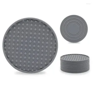 Table Mats Silicone Coasters Drink With Grooved Pattern Tabletop Protection For Any Type Wood Glass Stone Tables