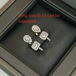 Pierścienie klastra 2024 Nowa wysoka wersja Water Drop Rock Sugar Pierścień 18K Rose Gold Grade z lekkim luksusowym prezentem biżuterii T240524