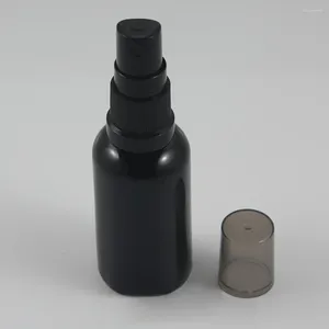 Storage Bottles Empty Round 30ml Perfume Atomizer Glass Lotion Bottle With Pump Wholesale Black Skincare Travel Tool For Serum