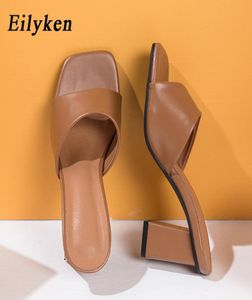 Eilyken Elegant Women Summer Dress Shoes High Quality Cozy PU Leather Clip Toe Design Slippers Fashion Square Heels Sandals X10207417304