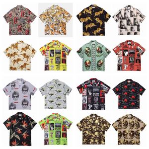 ワッコシャツメンズシャツデザインハワイアンフラワーシャツカジュアルグラフィティルーズルーズ夏男性と女性のための短袖のシャツ