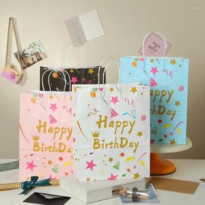Wrap regalo 4pcs buon compleanno kraft sacchetti di carta caramella biscotti per ciambelle per bambini imballaggio imballaggio baby shower bomboniere