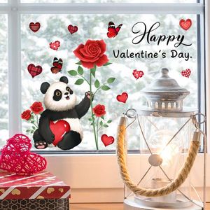 Bakgrundsbilder 30 30 cm Valentins dagsfönster klistermärken Rose Love Double-Sided Visual Wall DJ2033