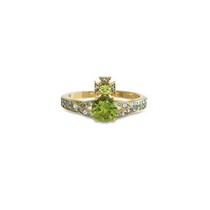Designer Westwoods Ring High Version Vivie Full Diamond Saturn Punk Style Personlig grön nagel