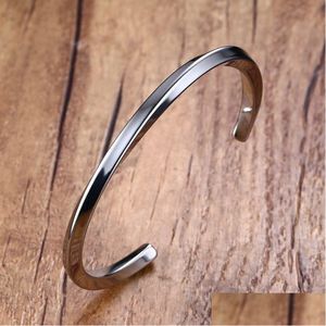 Bangle Vintage Stainless Steel For Men Women Mobius Twisted Cuff Bracelet Uni Drop Delivery Jewelry Bracelets Dhv75