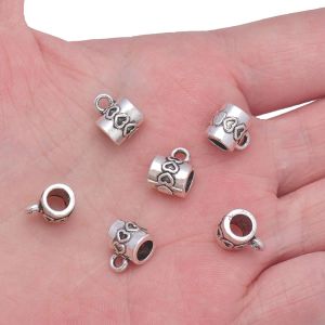 30Pcs Antique Tibetan Silver Connector Bail Tube Beads Spacer Bead Hanger For Jewelry Making Fit European Charm Bracelet Pendant