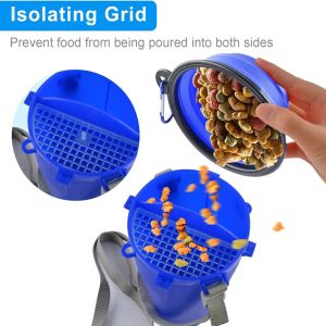 Dog Travel Water Bottle Collapsible Bowls 2 in 1 Pet Food Container with Collapse Bowls Outdoor Portable Water Bowls for Pet Cat