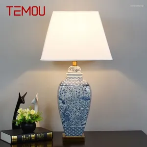 Lampade da tavolo TeMou Contemporary Blue Ceramictable Lampada Creatività di lusso Soggio