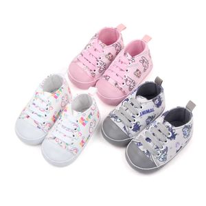 First Walkers Baby Boys and Girls Cricket Shoes Cartoon Print Lace up Sports Shoes Anti slip Baby First Walker 0-18M d240525