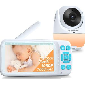 Monitor 5310 80p Baby Monitor con fotocamera e O 2K 1500ft Long Range Registrazione 7000Mah Night Light Mp3 Storybook MP3 - Wifi Otlbe
