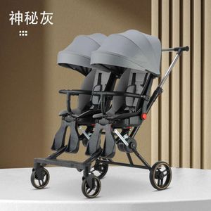 Baby Stroller Lightweight Foldable Sitting and Reclining Twin Rotating Seats L240525