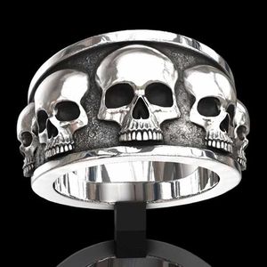 Couple Rings New Alloy Punk Style Bicycle Skull Ring Skeleton Mens Couple Ring Party Jewelry Personalized Gift Size 7-12 S2452455