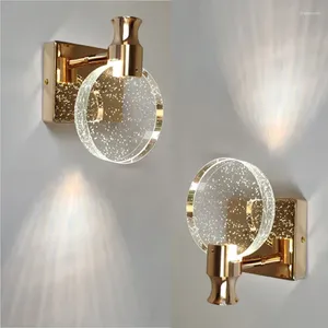 Vägglampa kristallled modern belysning lyxglas guld vardagsrum sovrum sovrum spegel trappa fram nordiska badrumsljus