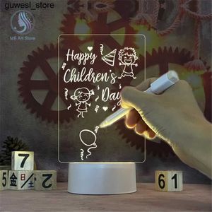 Nattljus LED Note Board Night Light Information Board med USB Pen Plug-In Writing Night Light Present Lämplig för barn och flickvänner Creative S245241