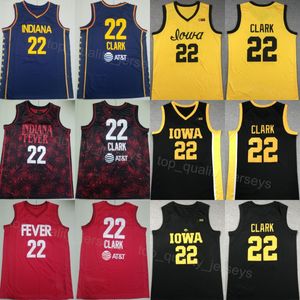 2024バスケットボールインディアナフィーバーカレッジジャージー22ケイトリンクラーク大学シャツ刺繍と縫製チームネイビーブルーホワイトブラックイエローレッドカラー高品質