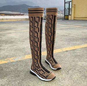 여자 디자이너 Long Boots 여자 높은 무릎 부츠 스트레치 패브릭 플랫 부츠 슬리퍼 샌들 플립 플롭 캐주얼 신발 스니커즈 4218108