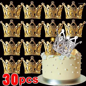 Partyzubehör 30/1PCS Mini Perl Crown Kuchen Dekoration Gold Silber Cupcake Topper für Blumenarrangements Babyparty Hochzeit