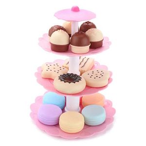 Kitchens Play Food Cake Tower Mini Biscuit Food Set Plastic Kitchen Toy Girl Pretends to Play Cake Dessert Tower Toy Birthday Childrens Gift d240525