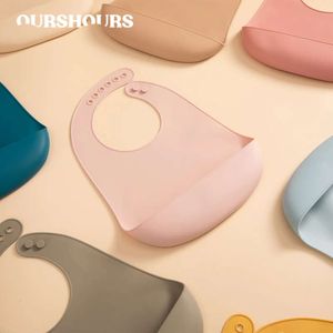 Food Grade Baby Soft Silicone Bibs Waterproof Infant Solid Color Bib Burp Cloths Adjustable Feeding Scarf Newborn Accessories L2405