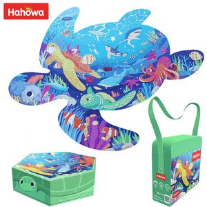 Hahowa Tier Puzzle Spielzeug für Kinder Whale Turtle Jigsaw Kinder Kinder Montessori Bildungsspiele Geburtstagsgeschenke 240524