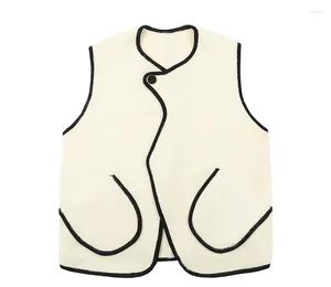 Women's Vests WDMSNA Fashion Imitation Mink Velvet Vest For Women Round Neck Small Fragrance Spring Sleeveless Waistcoat