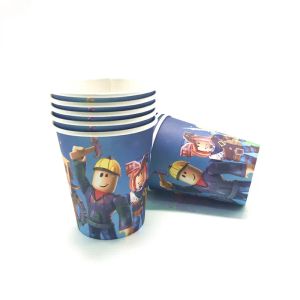 Hot Robot Roblox Kids Birthday Party Supplies Set Disposable Tableware Roblox Paper Plates Cups Balloons Baby Shower Party Decor