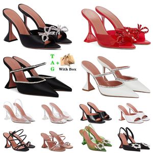 Designer-Kleiderschuhe für Frauen Amina Muaddi Top-Qualität Mode Luxus Shine Diamond Crystal Sonnenblumenschnalle Pumpen Sexy transparente PVC 9 cm High Heeled Schuh 35-42