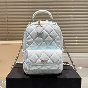 Designer feminino adorável mini mochila bolsa de caviar couro alça