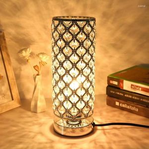 Table Lamps LED Modern Touch Bdroom Bedside Lamp Dimmable USB Charging Eye Protection Creative Design Luxury Crystal