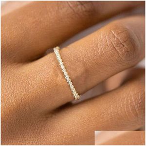 Band Rings Tiny Small Ring Set For Women Gold Color Cubic Zirconia Midi Finger Wedding Anniversary Jewelry Accessories Gifts Kar229 D Ot0Rx