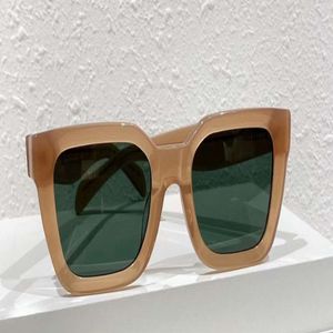 41450 kvadratiska solglasögon beige gröna linser kvinnor mode solglasögon occhiali da sole firmati uv400 protecton med ruta 274a
