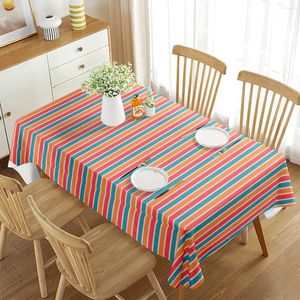 Toalha de mesa Toeira listrada vermelha e branca para mesas de retângulo Taldem a água de poliéster Ganeta geométrica da sala de jantar da cozinha