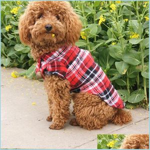Dog Apparel Cute Pet Plaid Shirts Fashion Clothes Button Puppy Coat Supplies For Spring Summer Autumn Drop Delivery Home Garden Dhtju